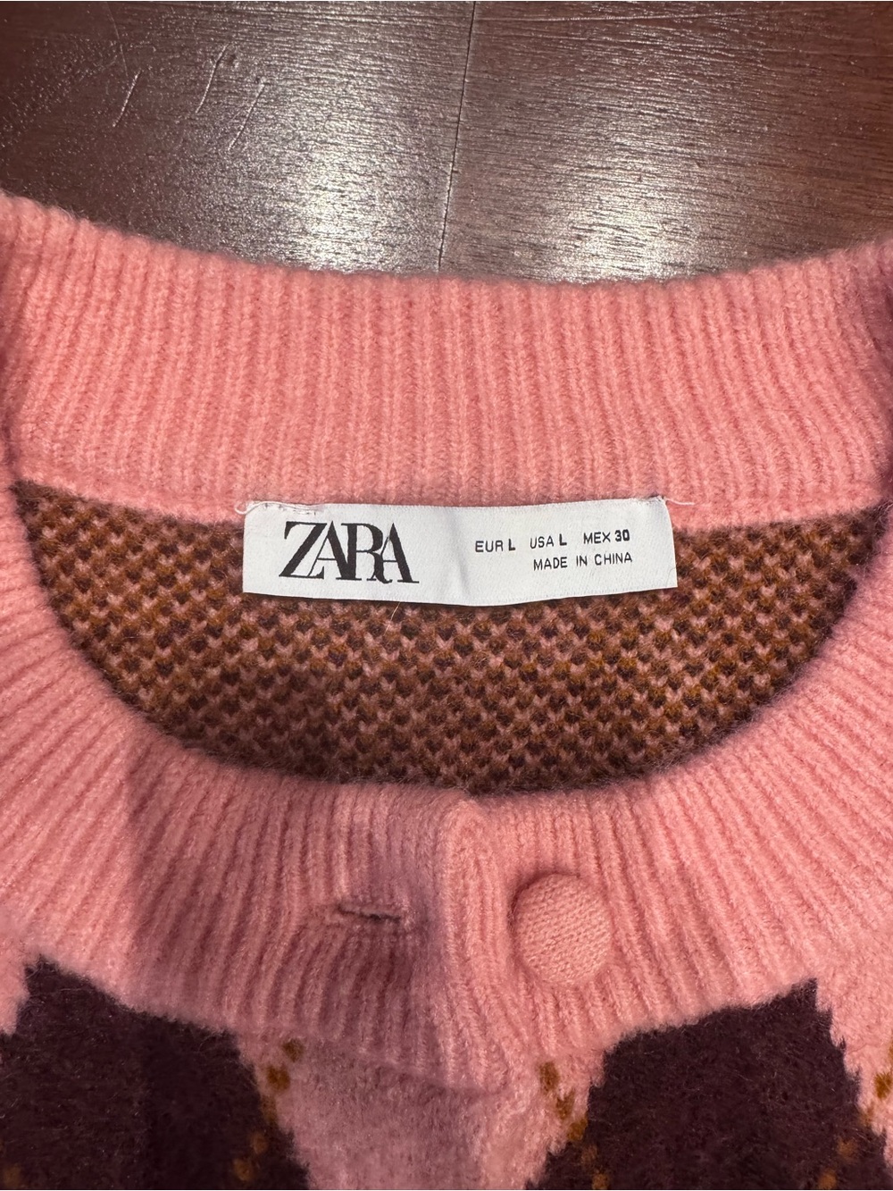 Zara JACQUARD ARGYLE Cropped Cardigan - new w/o tags - Picture 4 of 5